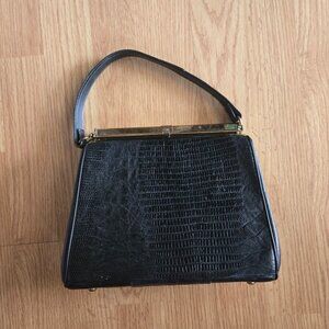Vintage Sterling Genuine Lizard Leather Top Handle Bag